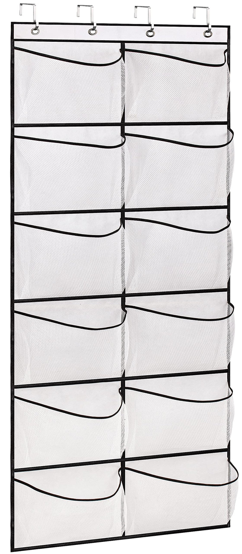 KIMBORA over the Door Shoe Organizer 12 Large Mesh Pockets Boots Hanging Storage Shoe Rack for Closet White
