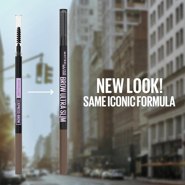 Maybelline Express Brow Ultra Slim Eyebrow Makeup, Brow Pencil with Precision Tip and Spoolie for Defined Eyebrows, Deep Brown, 1 Count