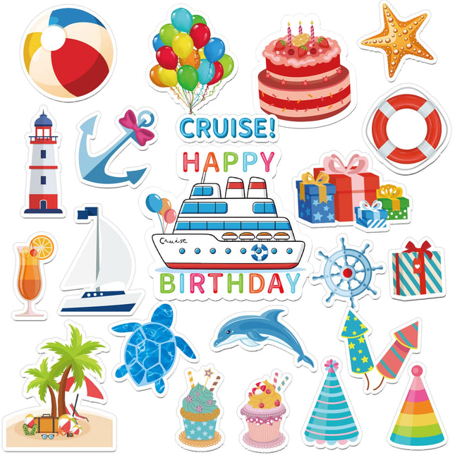 JULMELON Cruise Door Decorations Magnetic, 22Pcs Funny Birthday Reusable Cruise Door Magnets Stickers for Cruise Cabin D