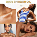Shimmer Oil 100ml, Moisturizing Long Lasting Body Luminizer Face Brighten, Waterproof Liquid Illuminator Glow, Glitter Oil Highlighter Summer