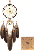 Urdeoms Brown Dream Catchers Tree of Life Boho Dreamcatcher for Bedroom Adult with Feathers and Citrine Crystal Wall Hanging Decor for Home