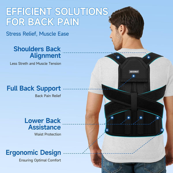 Back Brace Posture Corrector for Men and Women, Adjustable Shoulder Straightener Full Back Support, Upper and Lower Back Brace for Pain Relief,