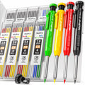 Nicpro 4 Pack Carpenter Pencil with Sharpener, Mechanical Carpenter Pencils with 52 Refills, Construction Pencil Heavy Duty Woodworking Pencils