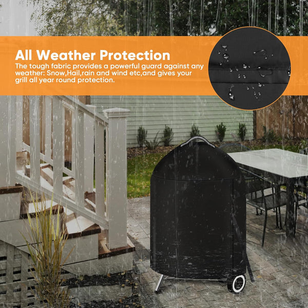 Icover Grill Cover for Weber 22 Inch Charcoal Kettle- Heavy Duty Waterproof BBQ Cover for Weber Char-Broil 22 Inch Charcoal Kettle Grills