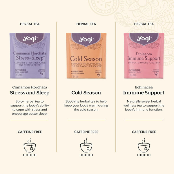 Organic Sampler Gift Box-5 Tea Bags per Flavor (45 Tea Bags)-Delicious Wellness Immunity Teas-9 Herbal Teas-Caffeine-Free Tea Variety Pack-Tea