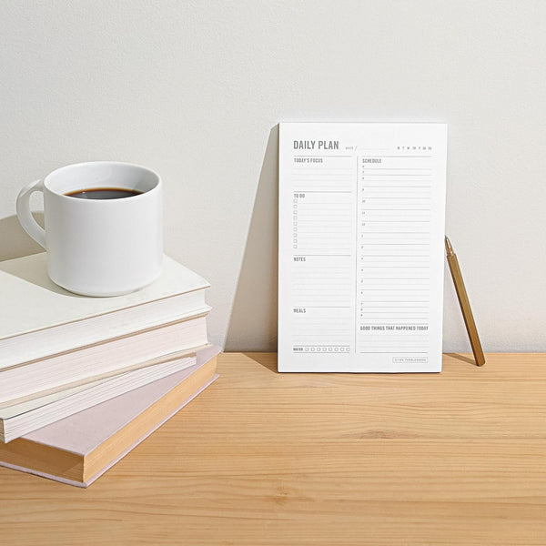 Two Tumbleweeds Daily Planner Notepad with Hourly Schedule - ADHD Planner, Time Block Planning Pad, Desktop to Do List, College Supplies - 6 X 9â