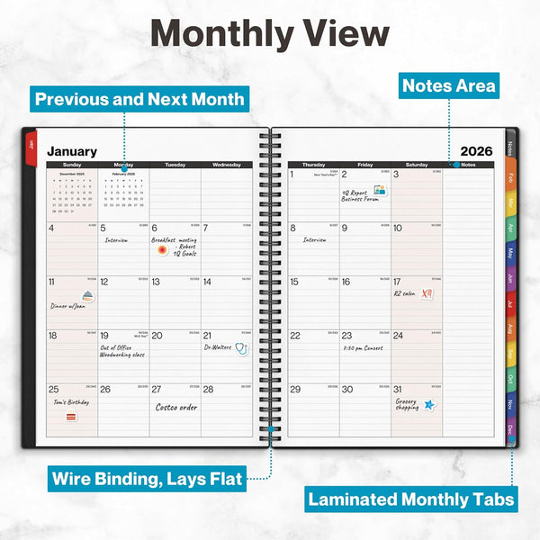 Dunwell Large Appointment Book 2025-2026 (Colorful), July 2025 - June 2026, 8.5 X 11 Appointment Planner 15 Minute Increments, Schedule Book with