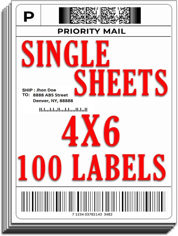 Shipping Labels 4X6 Inch - Shipping Label for Inkjet Printer and Laserjet, Mailing Postal Shipping Stickers 4X6 Printer Paper, White Opaque -