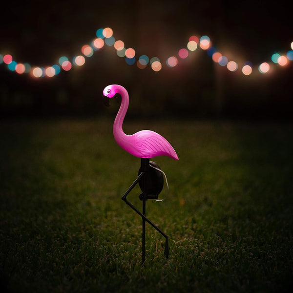 Solar Flamingo Lights Outdoor | Pink Flamingo Yard Decorations | Lawn Light Stakes Garden Ornaments