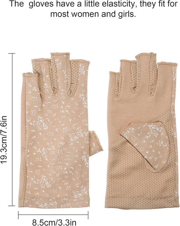 Maxdot Women Sunblock Fingerless Gloves UV Protection Driving Gloves Summer Mitten Non Slip for Outdoor Cycling Manicures
