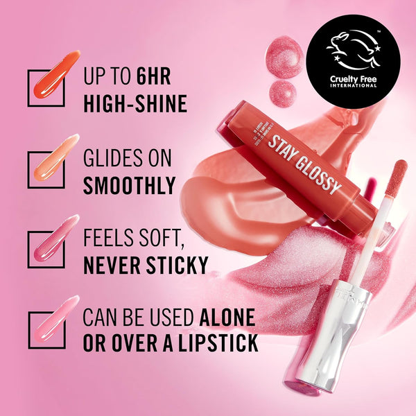 Rimmel Stay Glossy Lip Gloss - Non-Sticky and Lightweight Formula for Lip Color and Shine - 340 Captivate Me!, .18Oz