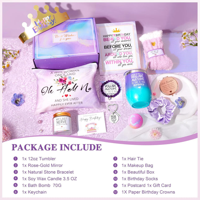 Gifts for Women, Birthday Gifts for Women, Happy Birthday Gifts Basket, Gift Set for Best Friends Female Sister Mom Wife