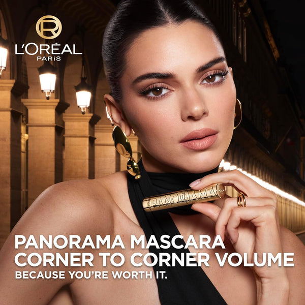 L'Oreal Paris Voluminous Panorama Mascara, Volumizing and Lengthening Mascara, Washable Longwear and Smudge Resistant Make Up, Blackest Black,