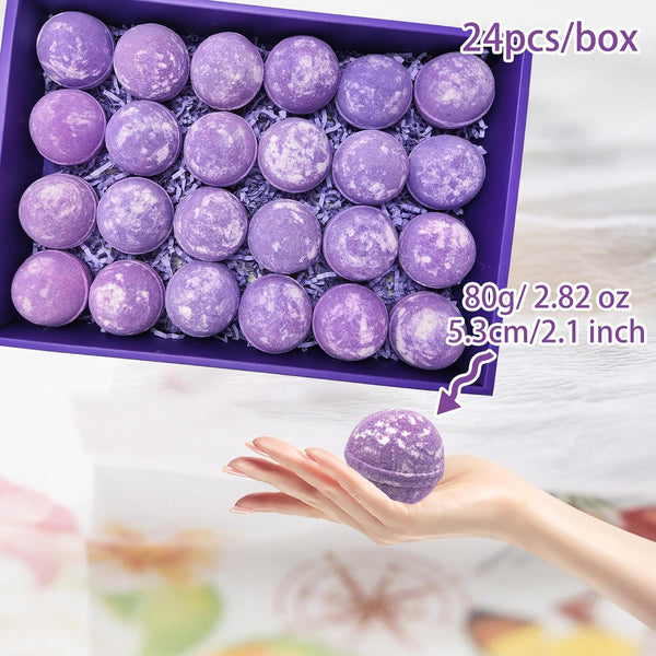 Zen'S 24-Piece Lavender & Chamomile Bath Bombs for Women Men & Kids. Handmade, Natural & Organic for a Relaxing Bath Gift Set Lavender Essential Oil