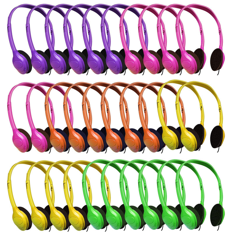 Bulk Headphones for Kids 10 Pack Multi Color for School Classroom Students Teen Boys Girls and Adult