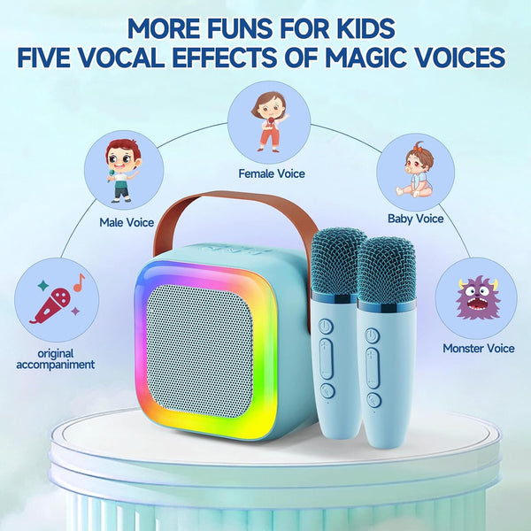 Mini Karaoke Machine for Kids Teen Adults, Kids Karaoke Machine with 2 Wireless Microphones and LED Lights Toys for Christmas Birthday Party,