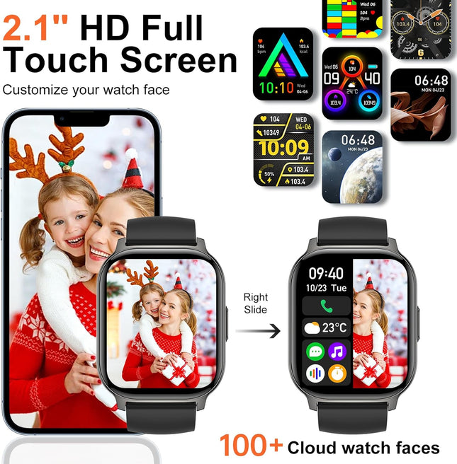 Smart Watch, 2.1" Smart Watches for Men Women(Answer/Make Call),120+ Sport Modes Fitness Tracker with Sleep Heart Rate M
