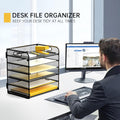 6 Tier Desk Paper Letter Organizer Tray, Mesh File Organizer, Letter Tray for Office & Home (1, Black)