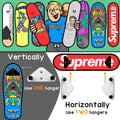 6 Packs Skateboard Wall Mount Aluminum Skateboard Hanger with Two Screw Holes for Display Skateboard Deck Storage Horizontal and Floats Vertically