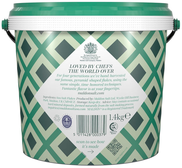 Maldon Salt, Sea Salt Flakes, 3.1 Lb, Bulk Tub, Kosher, Natural, Handcrafted, Gourmet, Pyramid Crystals