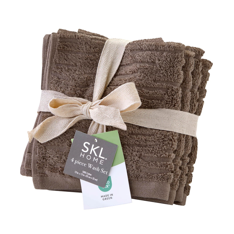 SKL Home Cloudsoft Cotton Luxury 4 Pc Wash Set for Bath & Gift, Mink Brown