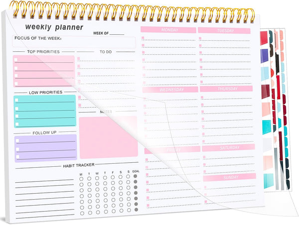 Weekly to Do List Notepad, 8.5''X11'' Weekly Desk Planner with 52 Tear off Sheets Undated Weekly Planner Habit Tracker & Productivity Organizer