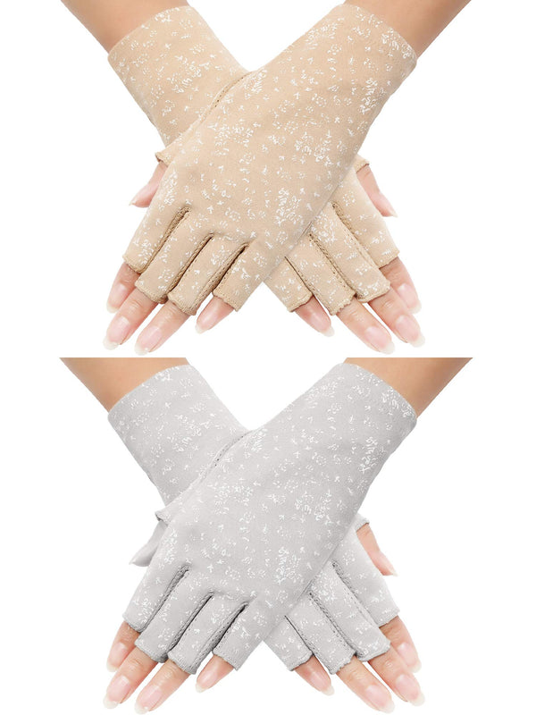 Maxdot Women Sunblock Fingerless Gloves UV Protection Driving Gloves Summer Mitten Non Slip for Outdoor Cycling Manicures