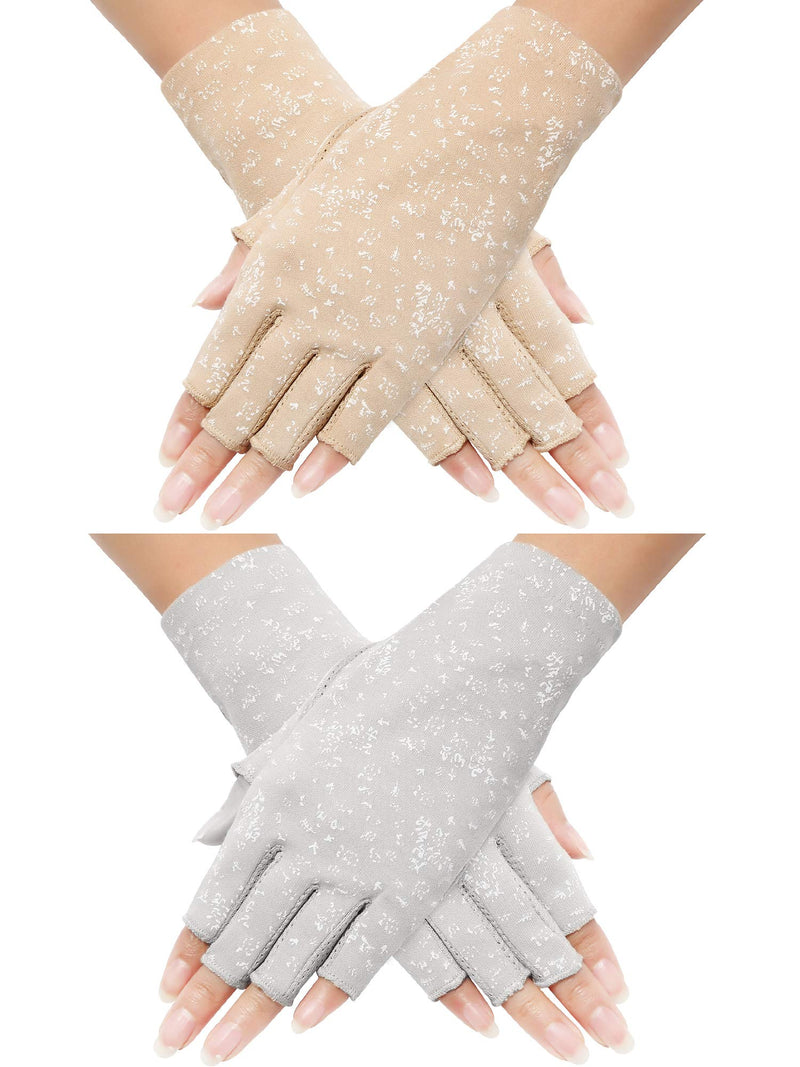 Maxdot Women Sunblock Fingerless Gloves UV Protection Driving Gloves Summer Mitten Non Slip for Outdoor Cycling Manicures