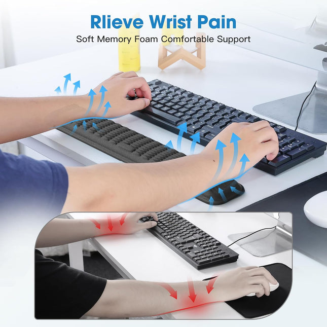 MEKASS Keyboard Wrist Rest, Soft Memory Foam Wrist Support for Keyboard, Keyboard Hand Rest Pad for Wrist Pain Relief, K