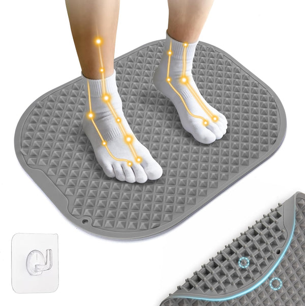 Silicone Foot Massager Mat, Large Reflexology Mat for Feet Relaxation, Portable Foot Acupressure Mat with Dual-Side Usage, Foldable Standing Desk