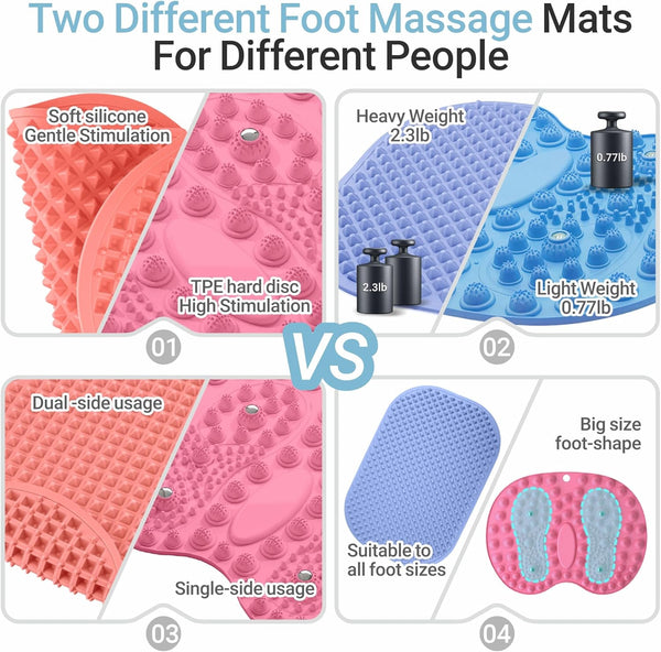 Silicone Foot Massager Mat, Large Reflexology Mat for Feet Relaxation, Portable Foot Acupressure Mat with Dual-Side Usage, Foldable Standing Desk