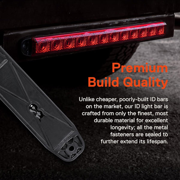 True Mods 16 Inch 12 Red LED Trailer Light Bar Strip [Brake + Sequential Turn Signal][Dot FMVSS 108 SAE S2I6U2PS] IP67 Submersible Rear Running
