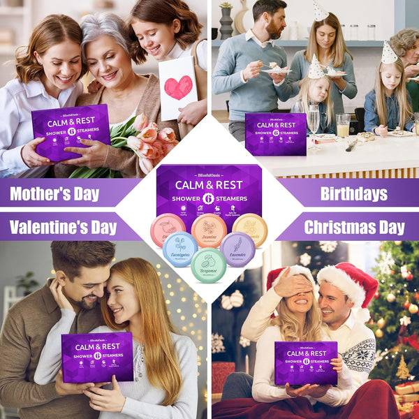 Shower Steamers 6 Packs, Shower Bath Bombs with Natural Fragrance, Self-Care & Relaxation Birthday Presents for Loved Ones, Shower Bombs with