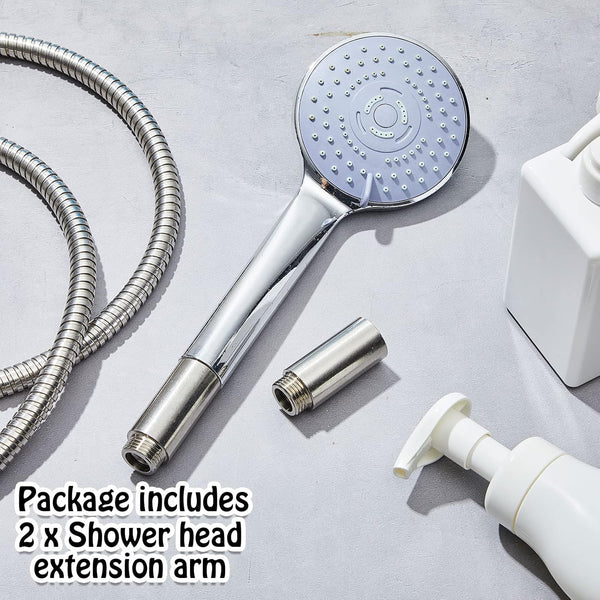 Amylove 2 Pcs Shower Head Extension Arm Stainless Steel Shower Pipe Extension 1/2Pt Male to 1/2Pt Female Thread Cast Pipe Fitting Coupler