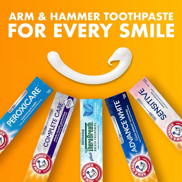 ARM & Hammer Toothpaste Plus TheraBreath Breath Fresheners, ICY Mint Flavor, Teeth Whitening Toothpaste, Anticavity Fluoride for Bad Breath, 5.5