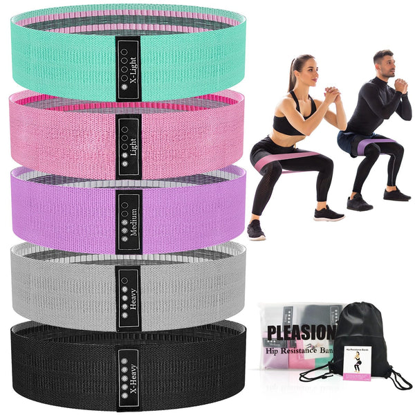 Fabric Resistance Bands for Working Out, 5 Levels Booty Bands for Women Men, Cloth Workout Bands Resistance Loop Exercise Bands for Legs Butt at