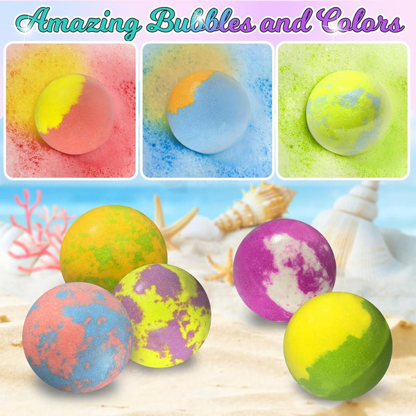 Mermaid Bath Bombs for Kids Girls with Surprise Inside, 20 Pcs Fun Princess Fizzy Bath Bomb with Jewelry Toys, Mothers Day Gifts for Daughter Wife