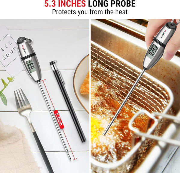 Thermopro TP02S Digital Food Thermometer for Cooking Bread Baking Sourdough Liquids, Meat Thermometer Digital with Super Long Probe for Grill