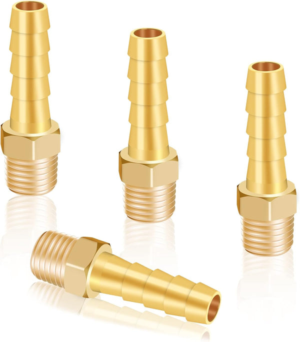 KOOTANS 4Pcs Brass Hose Barb Fittings 5/16" Hose Barb to 1/8 NPT Male Thread Air Hose Fittings Brass Quick Coupler Air M Type Adapter Connector