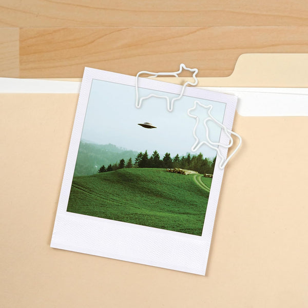 Genuine Fred Filing Saucer Paperclip Dispenser UFO Holder with Cow Paperclips, Space Themed Desktop Organizer Fun and Functional Desk Accessory