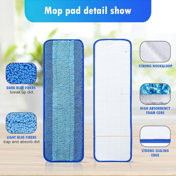 4 Pack Reusable Pads Refills for Swiffer Power Mop, Power Mop Refills for Swiffer Powermop, Cleaning Stubborn Debris from Wooden Floors