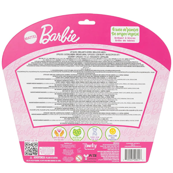 Barbie 12 Piece Plant Based Lip Gloss, Girls Party Favors, First Makeup Set for Girl, Perfect for Parties, Sleepovers, and Birthday Gifts, Ages