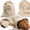 Simply H&K Linen Bread Bags [Pack of 3] with Inner Lining - Keeps Homemade Bread Fresh & Secure - Perfect for Sourdough & Gift Giving - Set of