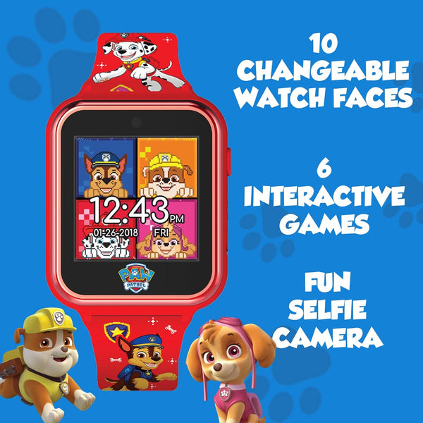 Accutime Paw Patrol Smart Watch with Camera for Kids and Toddlers - Interactive Smartwatch for Boys & Girls Featuring Games, Voice Recorder,