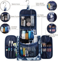 Hanging Toiletry Bag for Women Travel Makeup Bag Organizer Toiletries Bag for Cosmetics Essentials Accessories (Large, Blue Lotus)