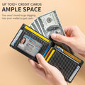 GSOIAX Mens Slim Wallet RFID Blocking Bifold Wallets for Men Minimalist Genuine Leather Carbon Fiber Card Holder Money Clip Thin Mens with Gift