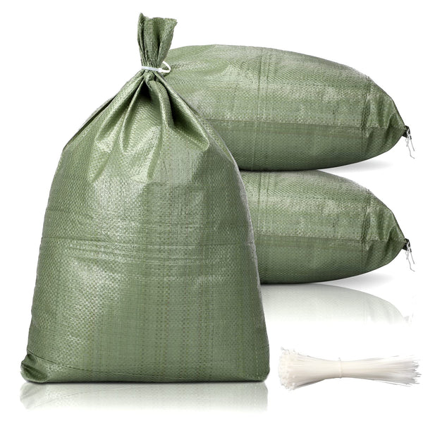 Shappy 100 Pieces Empty Sandbag Heavy Duty Flooding Outdoor Woven Polypropylene Sand Bags with Solid Ties for UV Protection Emergency Situation