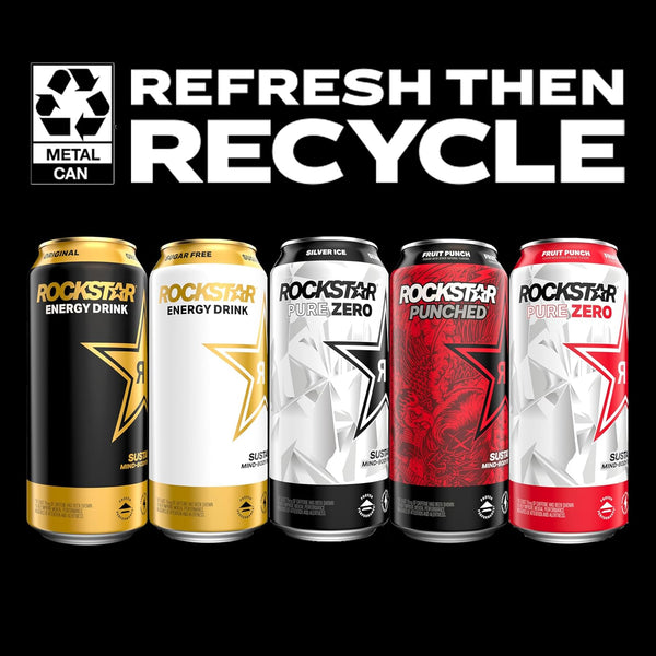 Rockstar Pure Zero Energy Drink, Orange, 0 Sugar, with Caffeine and Taurine, 16Oz Cans (12 Pack) (Packaging May Vary)