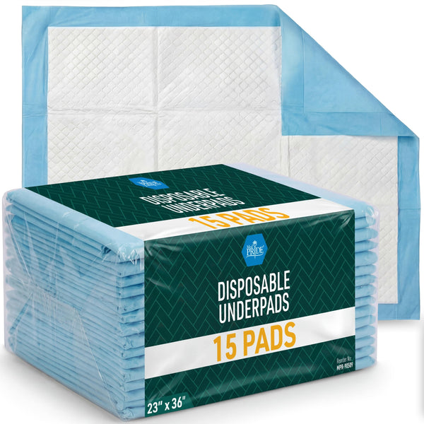 MED PRIDE Disposable Underpads 23'' X 36'' Incontinence Pads, Chux, Bed Covers, Puppy Training | Thick, Super Absorbent Protection for Kids,