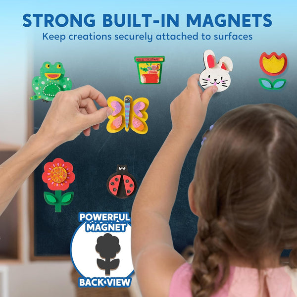 JOYIN 12 Wooden Magnet Creativity Arts & Crafts Painting Kit for Kids, Decorate Your Own Painting Gift for Halloween Crafts, Birthday Parties and